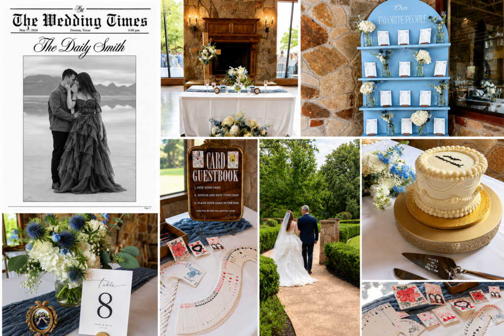 Collage of wedding pics from Macy and Maxx's wedding.